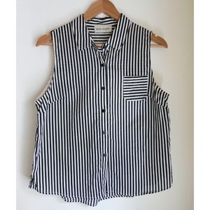 Rachel Antonoff Sleeveless Black White Striped Top